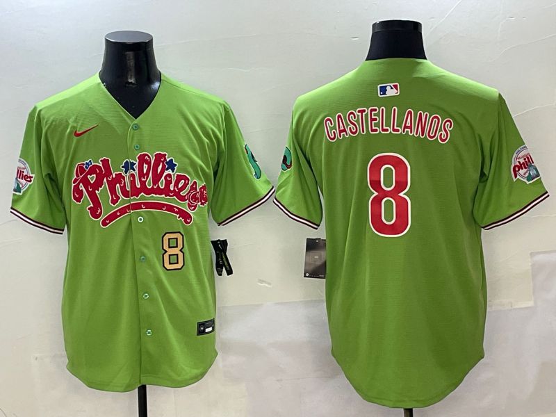 Men Philadelphia Phillies #8 Castellanos Green Five generations Nike 2025 MLB Jersey style 2